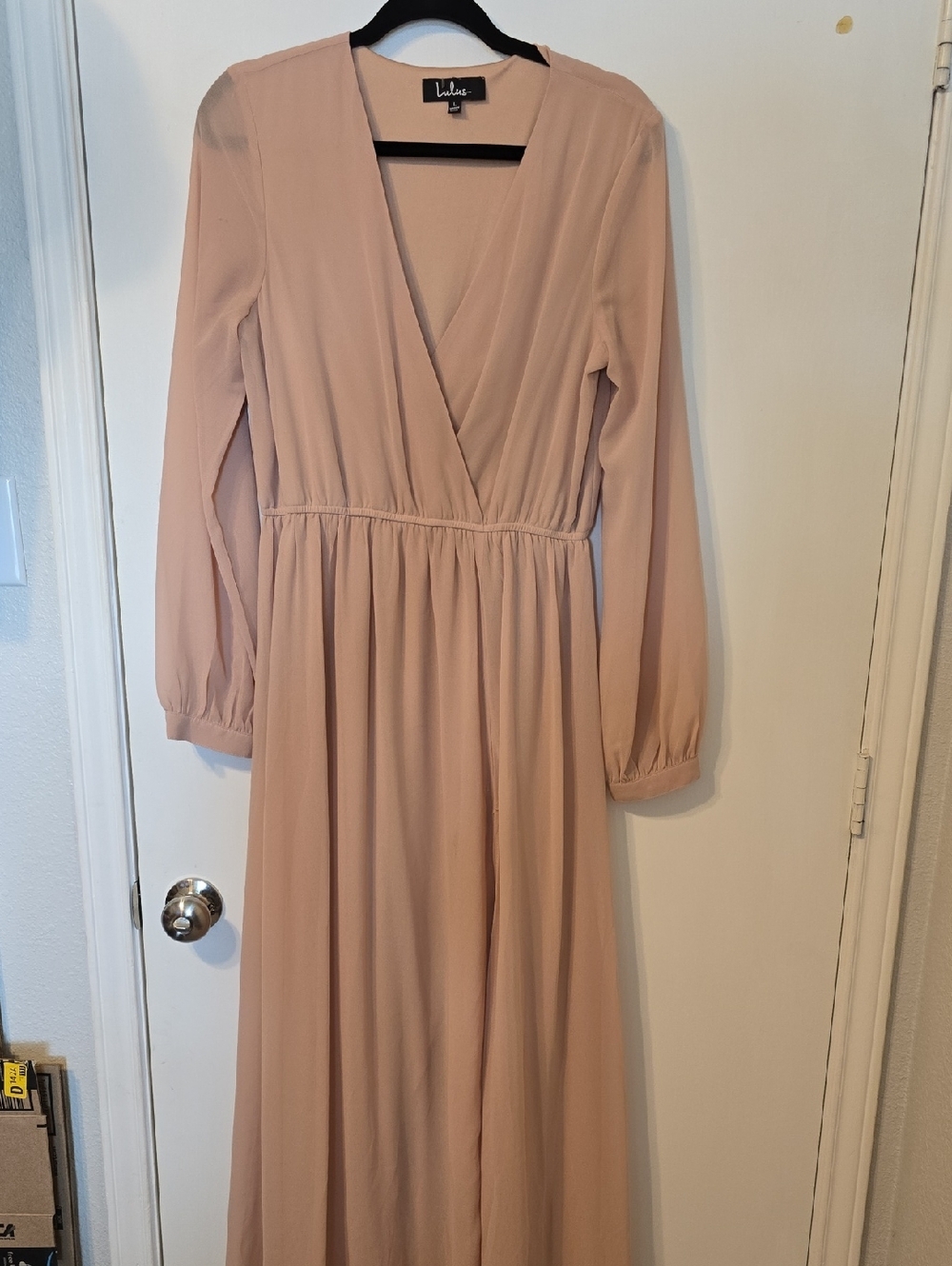 Lulu's Nude Long Sleeve Maxi Dress